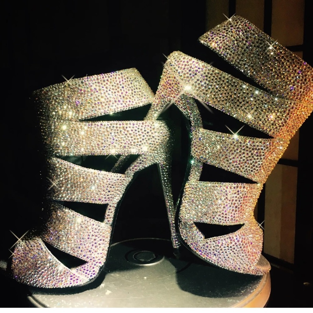 Giuseppe Zanotti Silver Swarovski Strass Crystal Shoes Booties 36.5 Gorgeous!